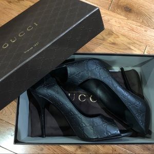 SOLD @eBay! Gucci Guccissima Aleppo PeepToe Heels